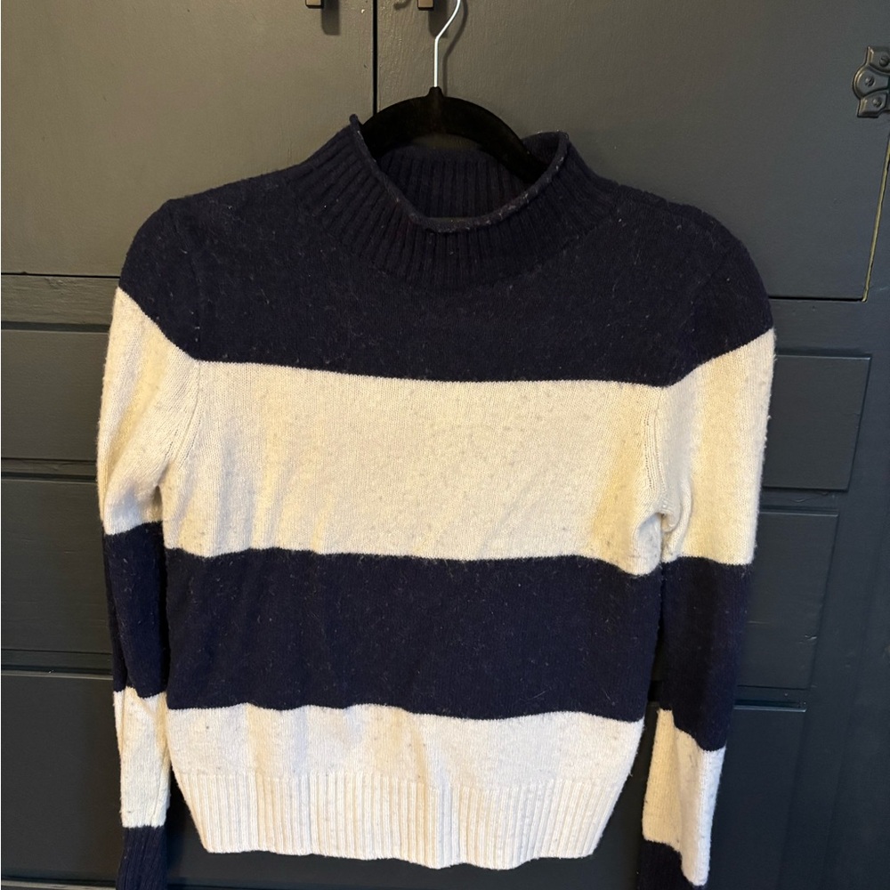 Always Navy and Cream Women's Turtleneck Sweater